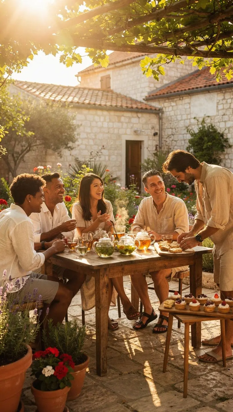 Sastojci za pripremu čaja razasuti na kuhinjskom stolu