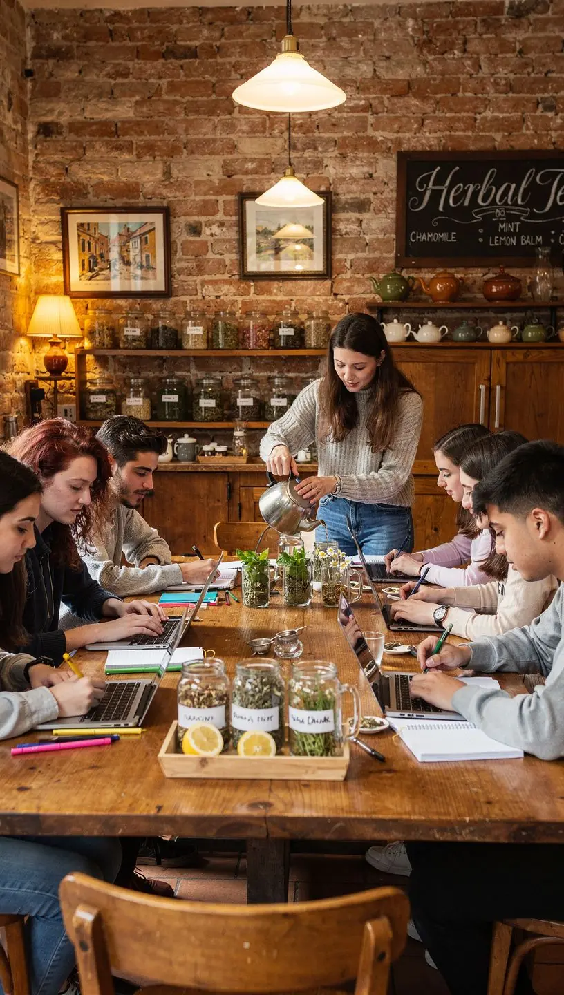 Molitvena scena uz šalicu čaja u mirnom okruženju
