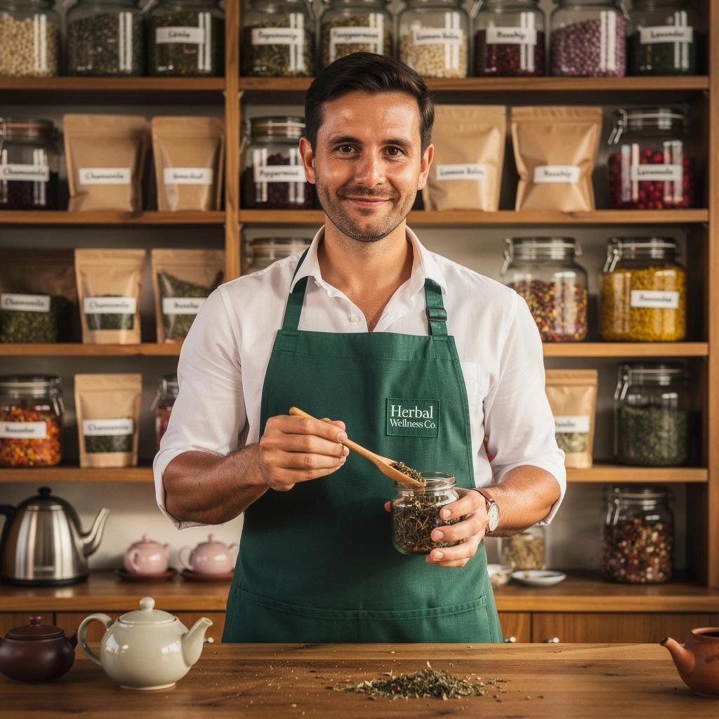 Šalica mirisnog biljnog čaja na stolu uz svježe ubrane bilje.